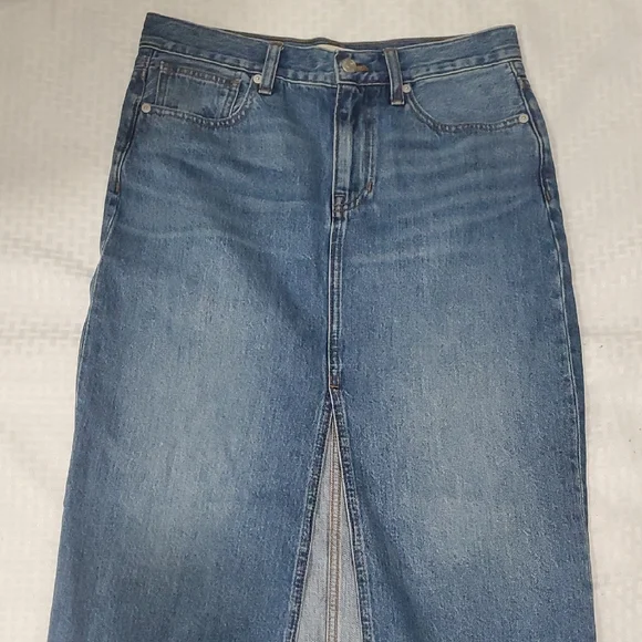 Madewell Blue Maxi Pencil Skirt with Slit - Picture 2 of 10